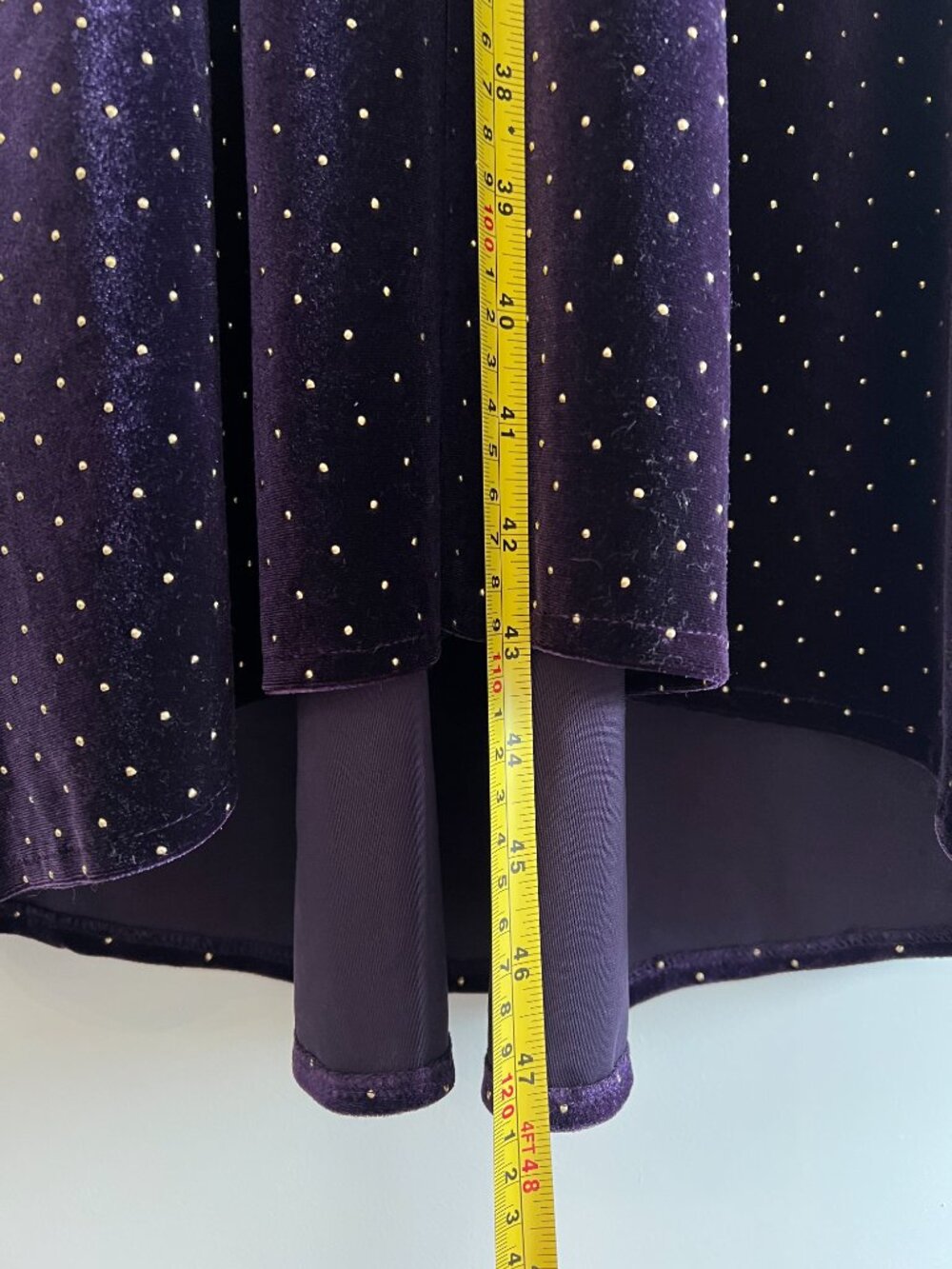 Sandro Paris Purple Velvet Midi Dress Gold Polka Dot XS/S Wedding Guest - Picture 13 of 14